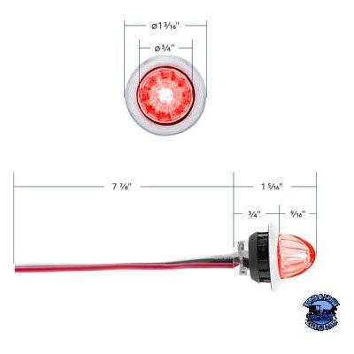 United Pacific 4 LED DUAL FUNCTION MINI WATERMELON LIGHT (CLEARANCE/MARKER) watermelon sealed led Amber/Amber,Red/Red,Amber/Clear,Red/Clear,Blue/Clear,White/Clear Light Gray