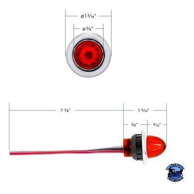 United Pacific 4 LED DUAL FUNCTION MINI WATERMELON LIGHT (CLEARANCE/MARKER) watermelon sealed led Amber/Amber,Red/Red,Amber/Clear,Red/Clear,Blue/Clear,White/Clear Light Gray
