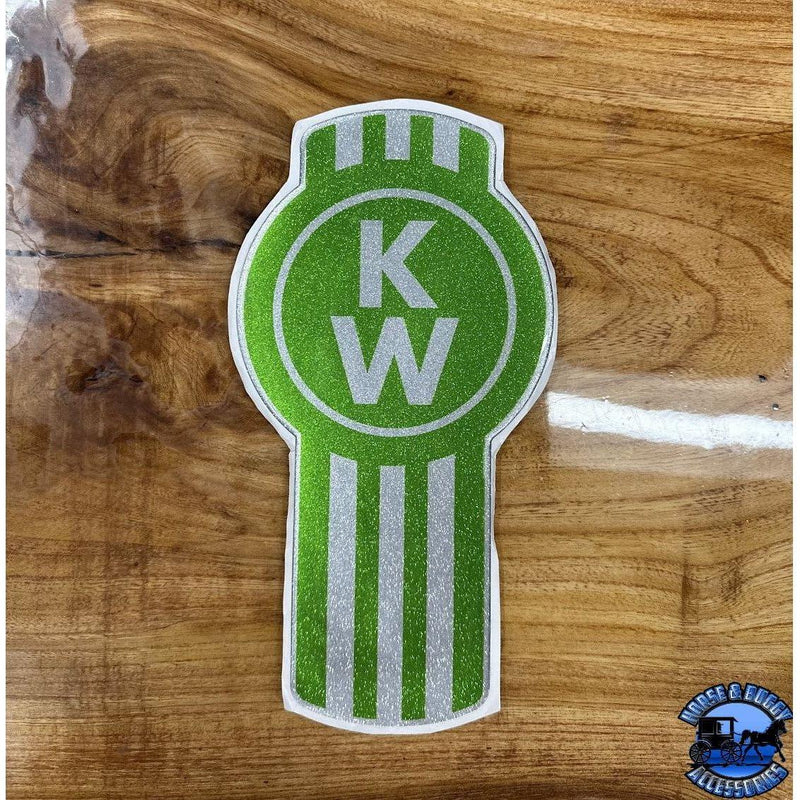 Custom Kenworth Emblem Decal Made In The USA (Choose Color) Emblems New Style Metallic Lime Green/Silver Sienna