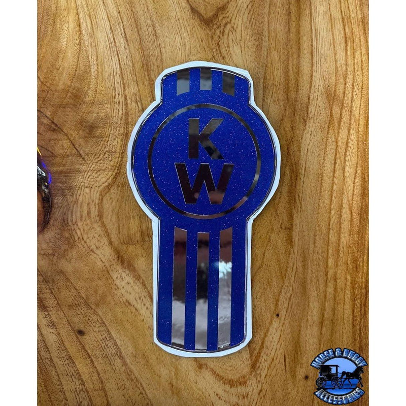 Custom Kenworth Emblem Decal Made In The USA (Choose Color) Emblems New Style Medium Blue/Chrome Sienna