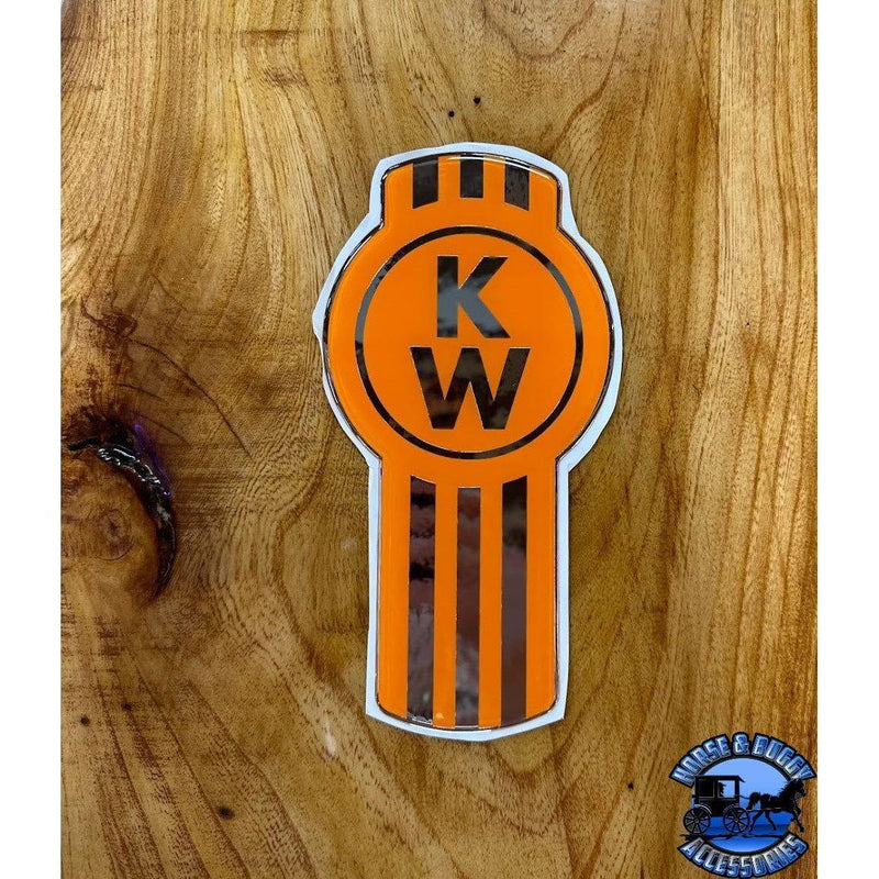 Custom Kenworth Emblem Decal Made In The USA (Choose Color) Emblems New Style Orange/Chrome Sienna
