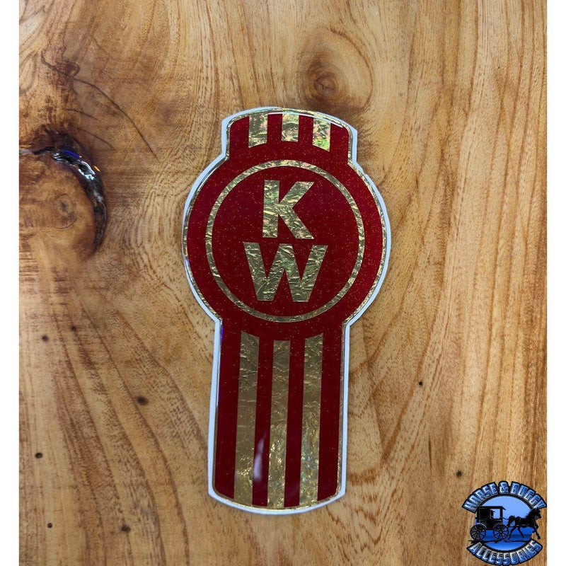 Custom Kenworth Emblem Decal Made In The USA (Choose Color) Emblems New Style Red/Gold Rosy Brown