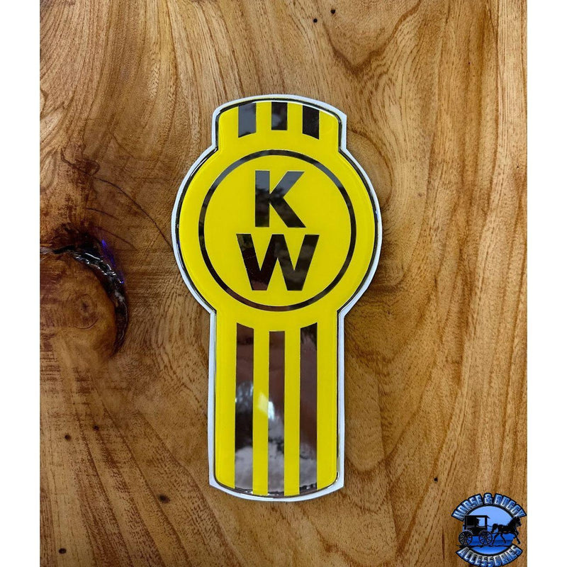 Custom Kenworth Emblem Decal Made In The USA (Choose Color) Emblems New Style Yellow/Chrome Sienna