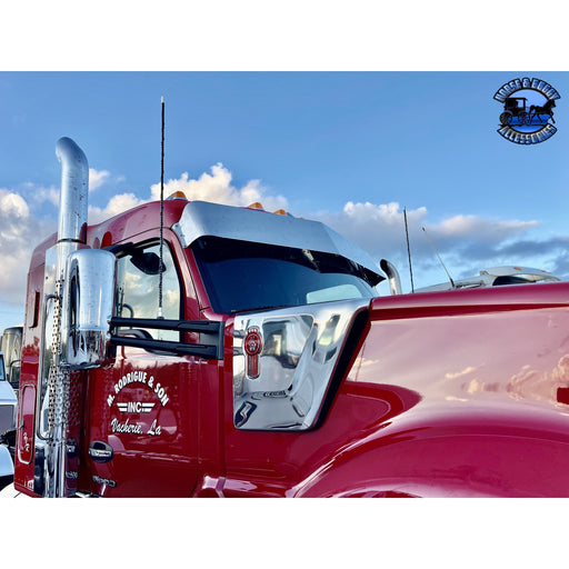 Cornflower Blue Rollin Low 12" Straight Visor (Kenworth T680, T880, W990) (Peterbilt 567, 579, 589)  #3002 PETERBILT VISOR