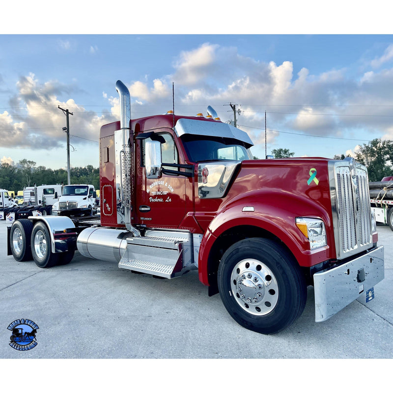 Rollin Low 12" Straight Visor (Kenworth T680, T880, W990) (Peterbilt 567, 579, 589)  #3002 PETERBILT VISOR Dark Gray