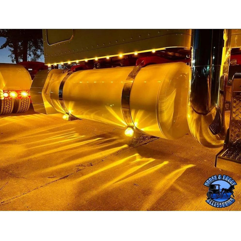 Stainless fuel tank watermelon light bracket (4" wide) fits-26" Peterbilt fuel tanks #SS-1032 (Sold in pairs) watermelon Dark Goldenrod