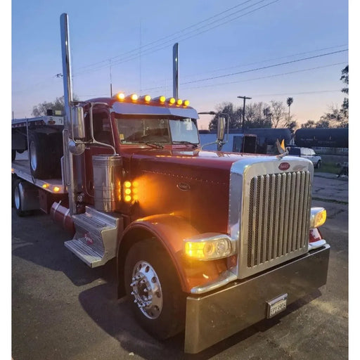 Dark Slate Gray Rollin low 9"x5" Peterbilt visor (Bowtie) 304 stainless #1055 PETERBILT VISOR