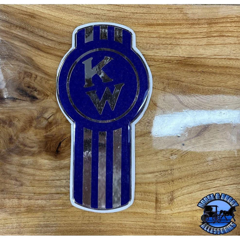 Custom Kenworth Emblem Decal Made In The USA (Choose Color) Emblems Old School Crooked Style Blue/Chrome Dim Gray