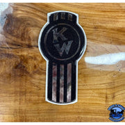 Custom Kenworth Emblem Decal Made In The USA (Choose Color) Emblems Old School Crooked Style Dark Gray/Chrome Sienna