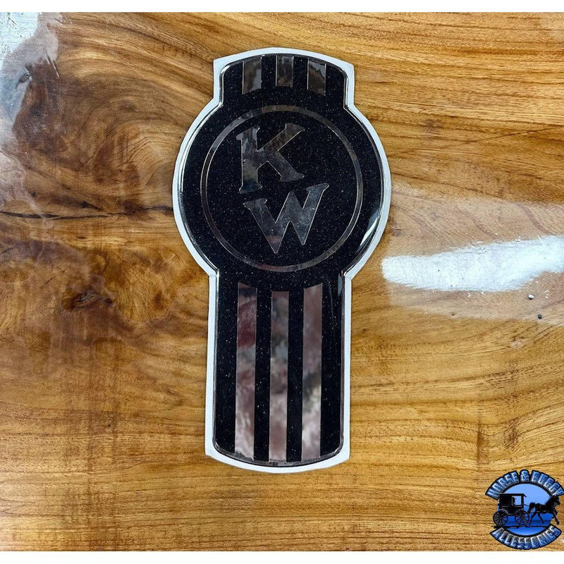 Custom Kenworth Emblem Decal Made In The USA (Choose Color) Emblems Old School Crooked Style Dark Gray/Chrome Sienna
