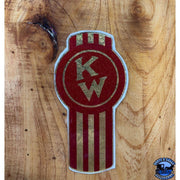 Custom Kenworth Emblem Decal Made In The USA (Choose Color) Emblems Old School Crooked Style Red/Gold Rosy Brown