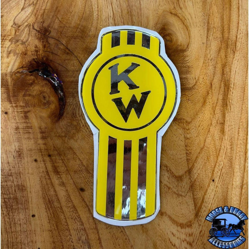 Custom Kenworth Emblem Decal Made In The USA (Choose Color) Emblems Old School Crooked Style Yellow/Chrome Sienna