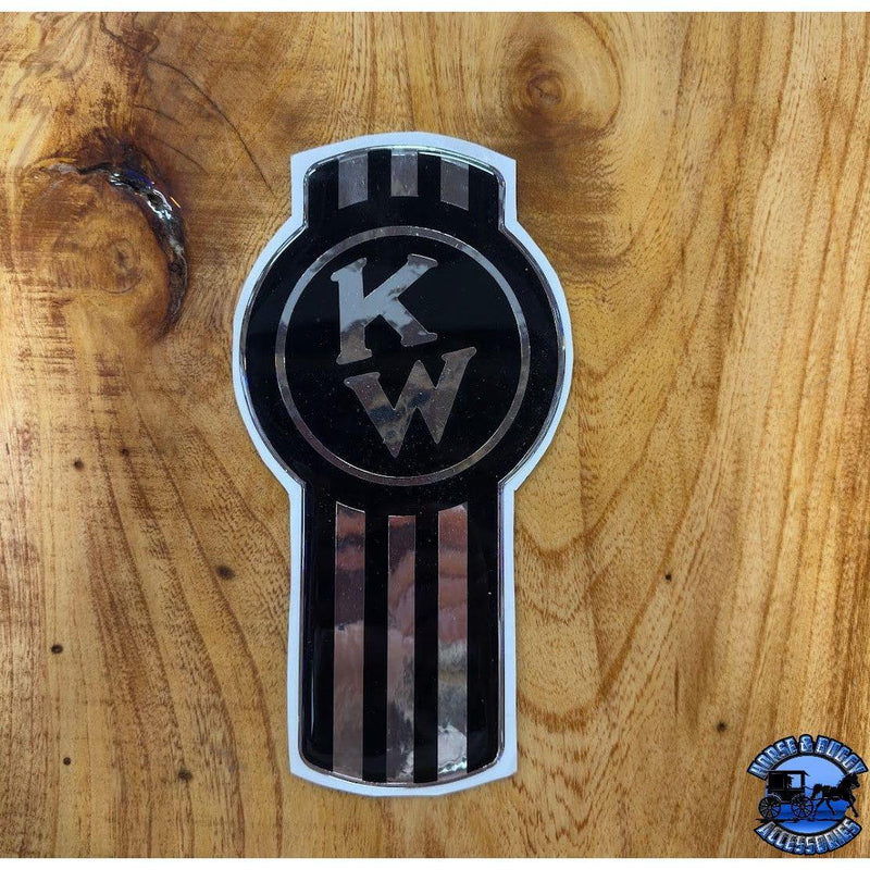 Custom Kenworth Emblem Decal Made In The USA (Choose Color) Emblems Old School Crooked Style Black/Chrome Sienna