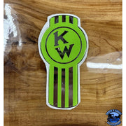 Custom Kenworth Emblem Decal Made In The USA (Choose Color) Emblems Old School Crooked Style Green/Chrome Olive Drab