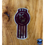 Custom Kenworth Emblem Decal Made In The USA (Choose Color) Emblems Old School Crooked Style Plum/Chrome Sienna