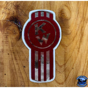 Custom Kenworth Emblem Decal Made In The USA (Choose Color) Emblems Old School Crooked Style Red/Chrome Sienna