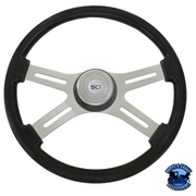 Steering Creations 18" Painted Wood Four Spoke Wheels steering wheel Classic - Black - Matching Bezel Dark Slate Gray