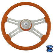 Steering Creations 18" Painted Wood Four Spoke Wheels steering wheel Classic - Orange - Matching Bezel Sienna