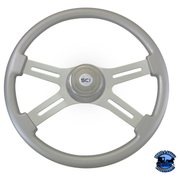 Steering Creations 18" Painted Wood Four Spoke Wheels steering wheel Classic - Silver - Matching Bezel Dark Gray