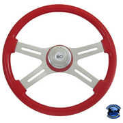 Steering Creations 18" Painted Wood Four Spoke Wheels steering wheel Classic - Viper Red - Matching Bezel Brown