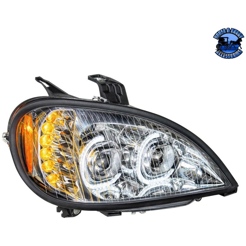 HIGH POWER LED PROJECTION HEADLIGHT FOR 2001-2020 FREIGHTLINER COLUMBIA (Choose Color) (Choose Side) LED Headlight Chrome / Passenger's Side Dark Slate Gray
