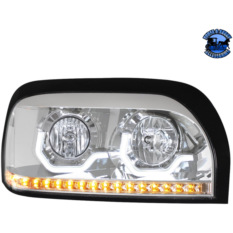 PROJECTION HEADLIGHT WITH LED TURN SIGNAL & LIGHT BAR FOR FREIGHTLINER CENTURY (Choose Color) (Choose Side) HEADLIGHT Chrome / Passenger's Side Gray