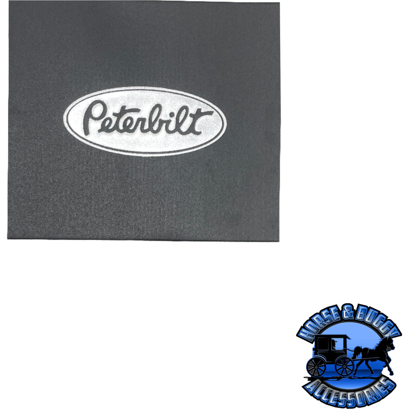 MUD-381614-102 3/8'' BLACK RUBBER MUDFLAP W/ PETERBILT SILVER LOGO FOR FRONT FENDER (16'' X 14'') Dark Slate Gray