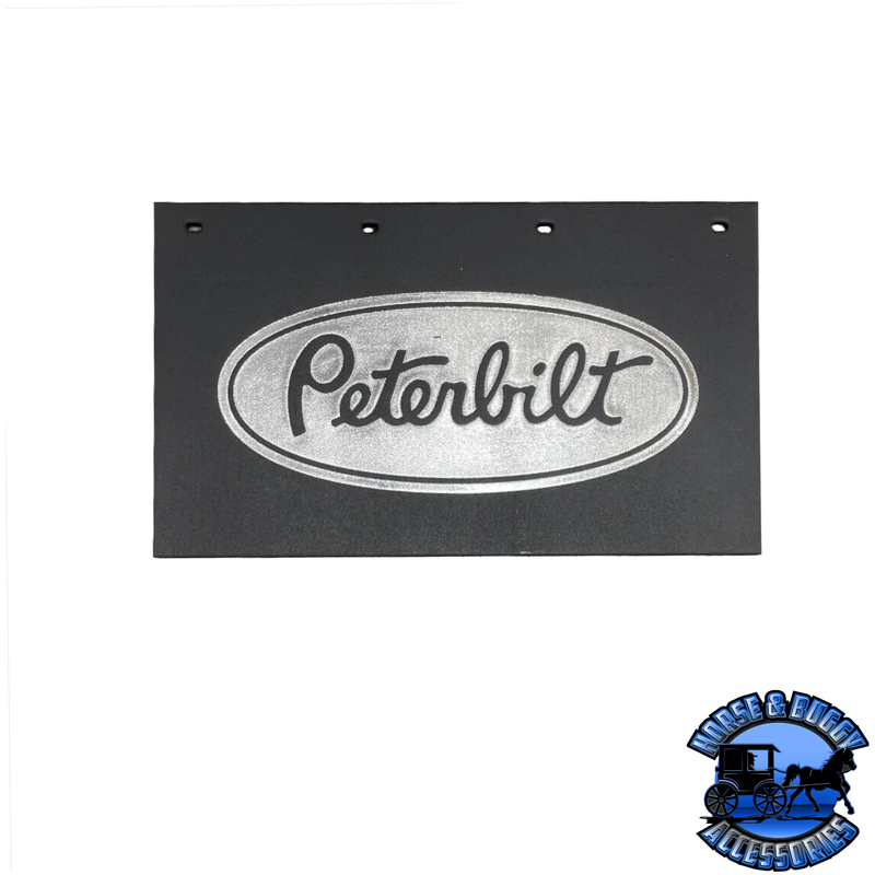 MUD-382414-102 3/8'' BLACK RUBBER MUDFLAP FOR BATTERY BOX W/ PETE CHROME LOGO (24'' X 14'') Mud Flap Dark Slate Gray