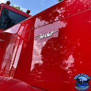 Stainless Peterbilt Emblem logos for sides and front of hoods (Sold by the Piece) #1054 EMBLEM Firebrick