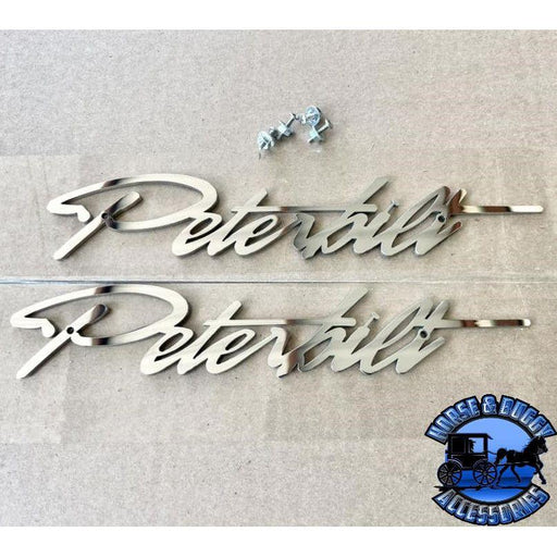 Light Gray nu-1054 Stainless Peterbilt Emblem logos for sides and front of hoods (Sold by the Piece) #1054 EMBLEM