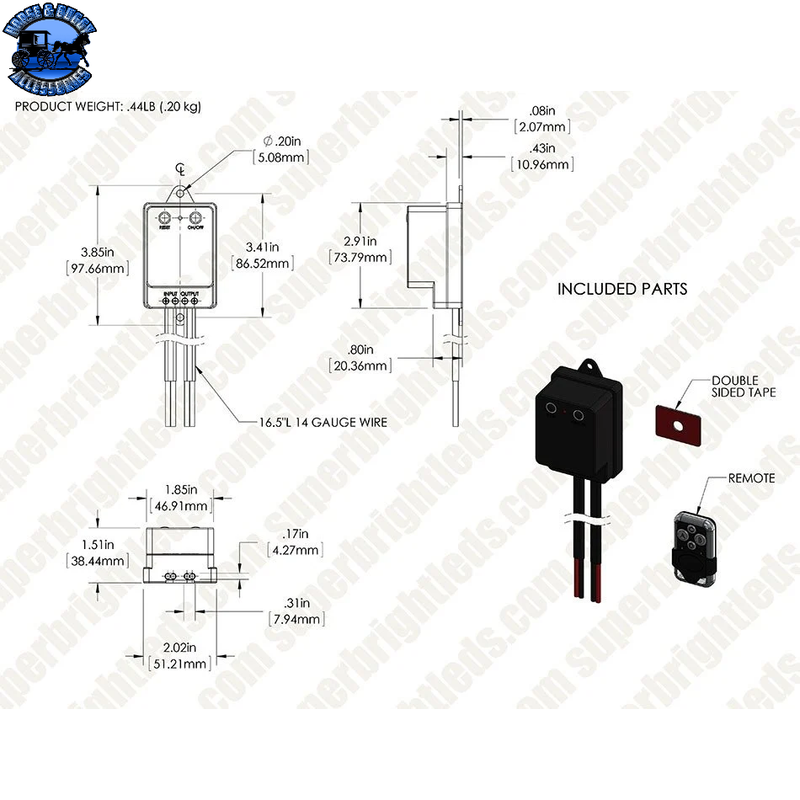 RCS-RF25A Vehicle-Ready LED Controller - Wireless RF Remote Key Fob