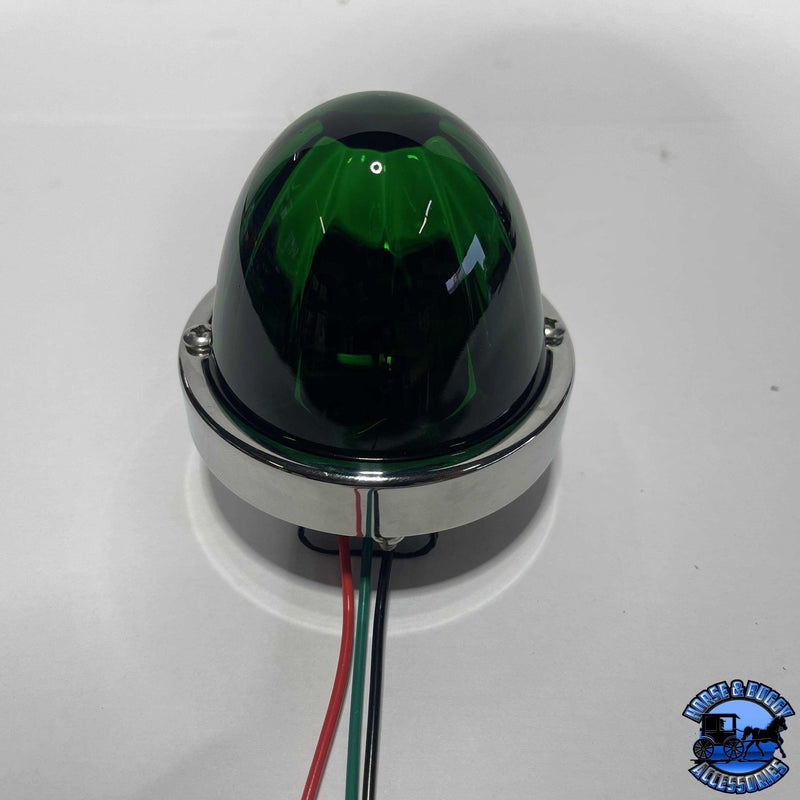 3 wire 3157 bulb-Sealed green lens glass watermelon kit (bulb not included) #nu-3157-lg watermelon glass lens Gray