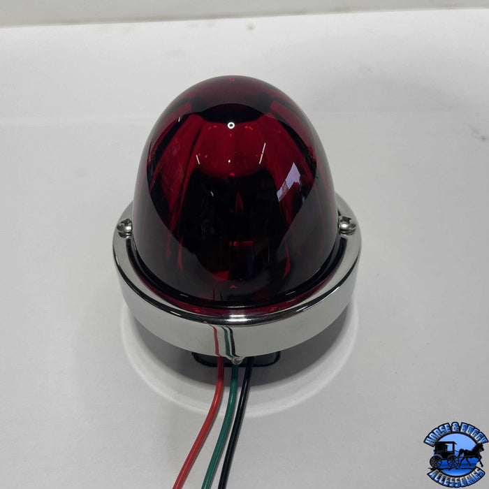 Gray nu-3157-lr 3 wire 3157 bulb-Sealed red lens glass watermelon kit (bulb not included) #nu-3157-lr watermelon glass lens