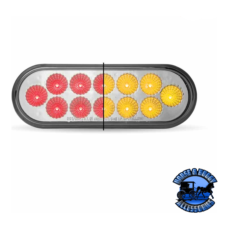 6" Oval Trux Dual Revolution LEDs (Choose Color) 6" OVAL Red to Amber STROBE Light Gray