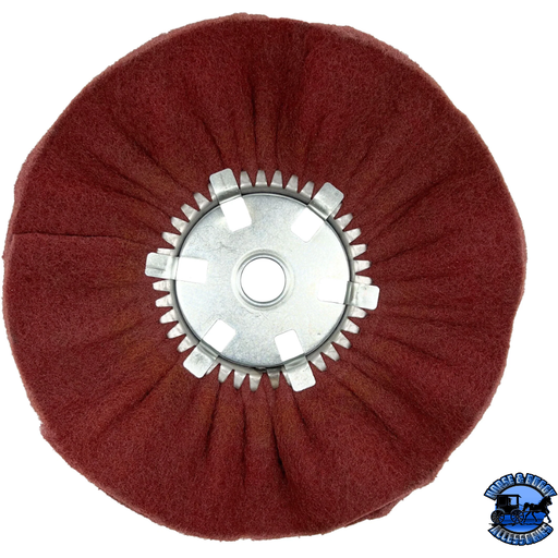 Saddle Brown Renegade Maroon 14" Satin Buffing Wheel for Polishing Machines 320-400 Grit Airway Buffs With Center Plate