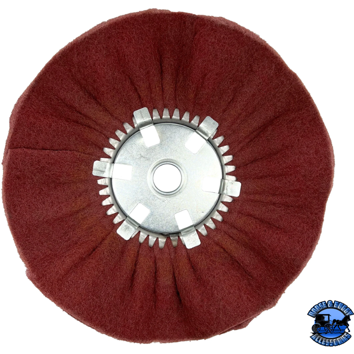 Saddle Brown Renegade Maroon 14" Satin Buffing Wheel for Polishing Machines 320-400 Grit Airway Buffs With Center Plate