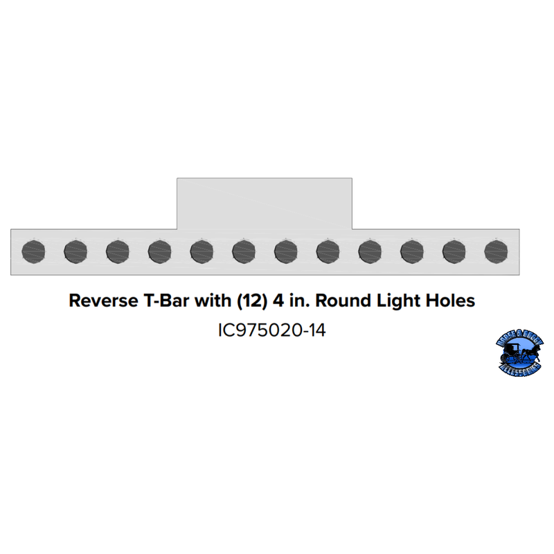 IC975020-14 Iowa Customs (Reverse t bar) rear bumper w/12 4" light holes across bottom. stainless with internal bracing. bumper Light Gray