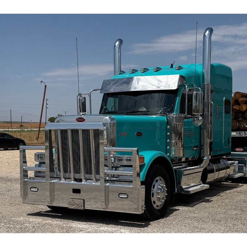 Iowa Customs Peterbilt (Kenworth T680, T880, W990) (Peterbilt 567, 579, 589) Visors (Mounts to Factory Visor Brackets) (Choose style) PETERBILT VISOR Ultra Cab / 14" Drop Slate Gray