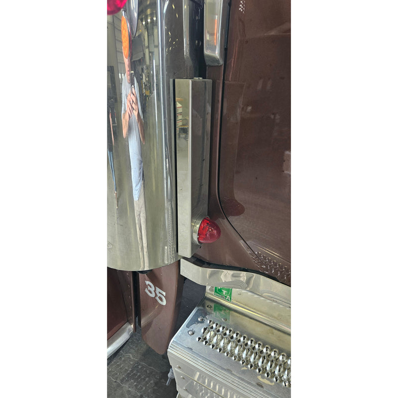 SS-1750 - PETERBILT 589 STRAP-MOUNT REAR AIR CLEANER BRACKET w/ (1) WATERMELON AT THE BOTTOM (SOLD IN PAIRS)