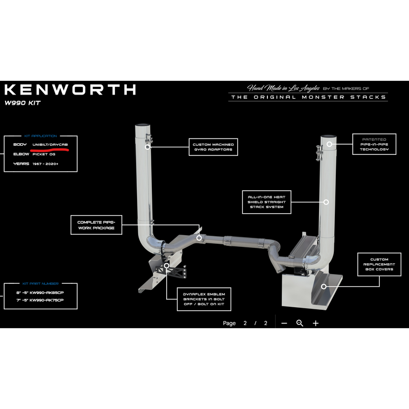 dp-kw990-ak85cp w990 8" kit dpf with box covers s.s. same size boxes on both sides Black