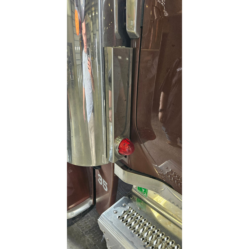 SS-1750 - PETERBILT 589 STRAP-MOUNT REAR AIR CLEANER BRACKET w/ (1) WATERMELON AT THE BOTTOM (SOLD IN PAIRS)