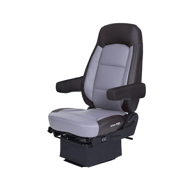 #5A090A1-L77 Bostrom wide ride Truck Seat, Black/Grey Ultra-leather, LoPro, Smart Seat Valve, Dual 16" Armrests, Heating, Hi-Back