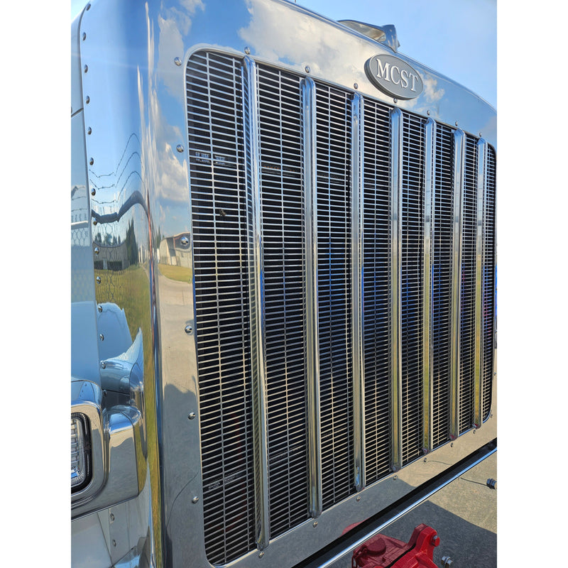 PGR158-P Grill bar 389/388/589 Peterbilt 35.875" long (sold by each) 1 1/8" wide,  1" tall POLISHED (matches oem grill bars)