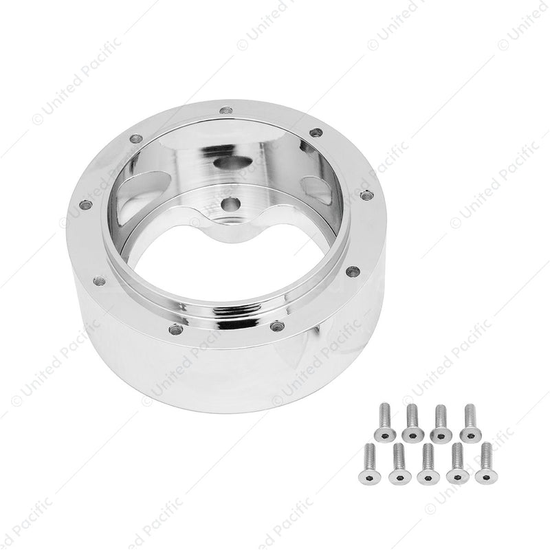 Chrome Aluminum 3-Bolt Hub Adapter for 9-Screw Steering Wheel #88305