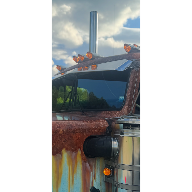 Rollin low Kenworth flat glass visor "timeless" (with bead roll) 9"x5" reverse bowtie 304 stainless #2015 Kenworth visor Dark Slate Gray