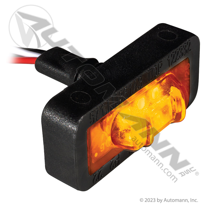 #36203Y 3/4''x1-1/5'' Amber/Amber Adhesive Mounted Side Marker Light Dual Function 3 Wire [automann]