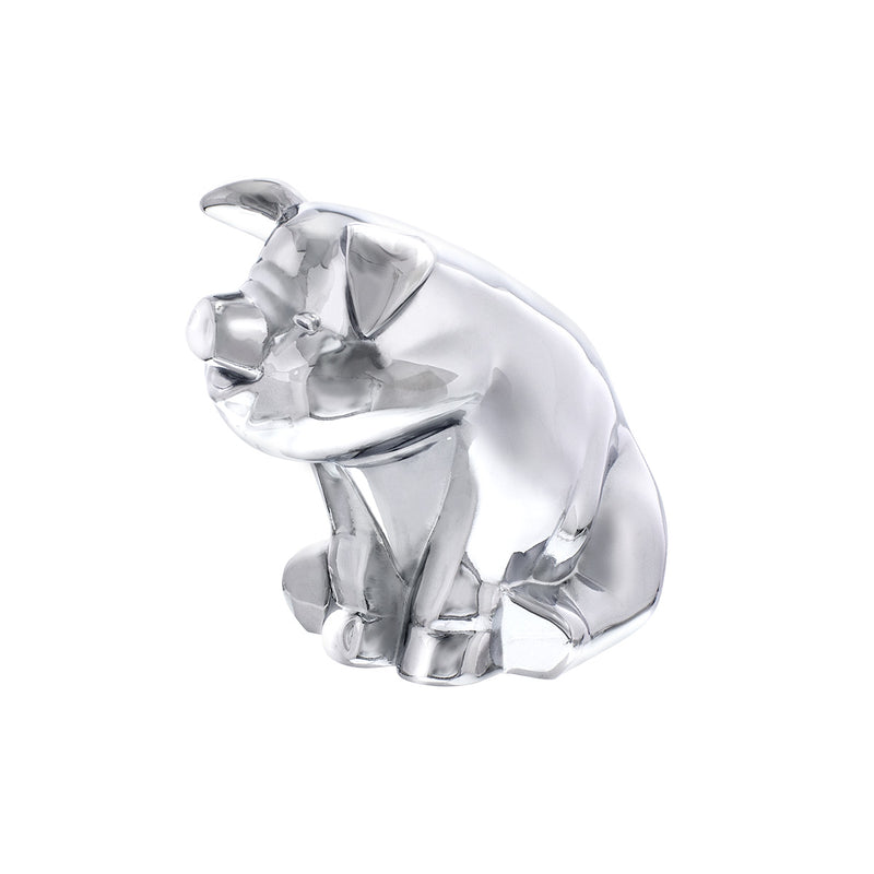 Die-Cast Sitting Pig Hood Ornament - Chrome #72046