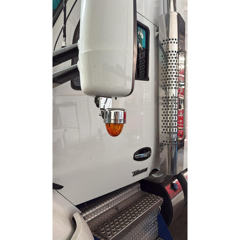 SS-1066 Universal Face-Down Mirror Light Bracket for Stud-mount Light - Fits Pete, KW, Freightliner