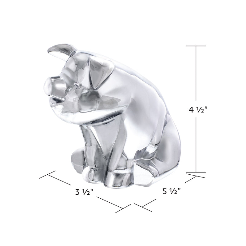 Die-Cast Sitting Pig Hood Ornament - Chrome #72046