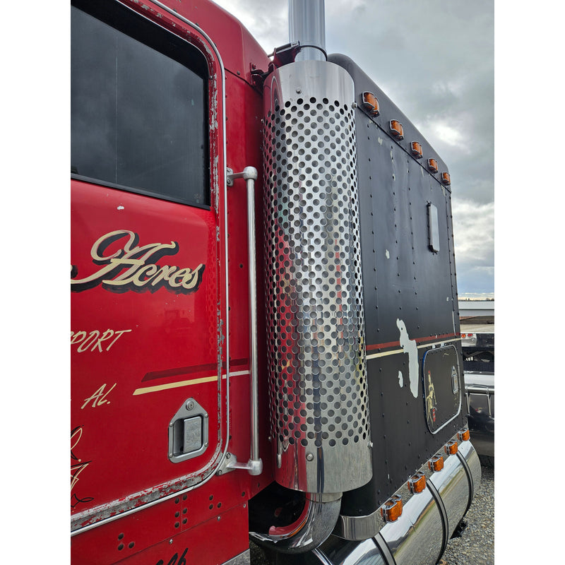 DP-82R-101248SP 10'' MUFFLER EXHAUST HEAT SHEILD; w/round Kenworth holes 48'' LONG 360 deg. DP-82R-101248SP